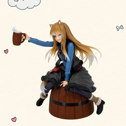 Spice and Wolf Holo Sitting on Barrel Figure