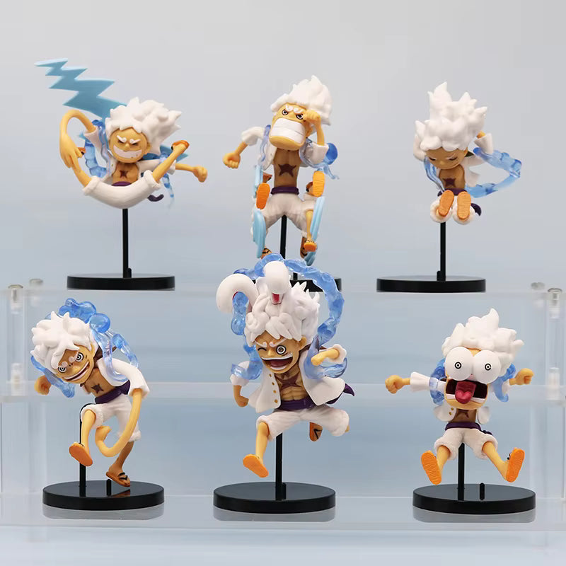 One Piece Gear 5 Nika Luffy 6-Piece Chibi Figure Set