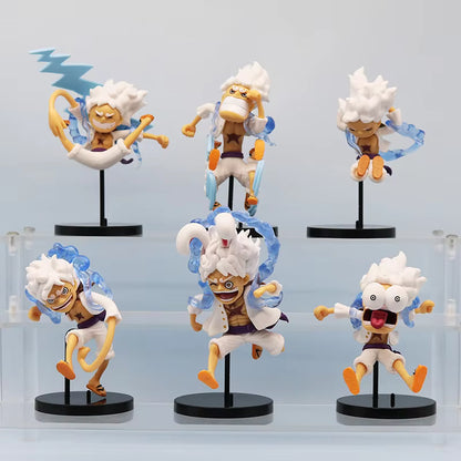 One Piece Gear 5 Nika Luffy 6-Piece Chibi Figure Set