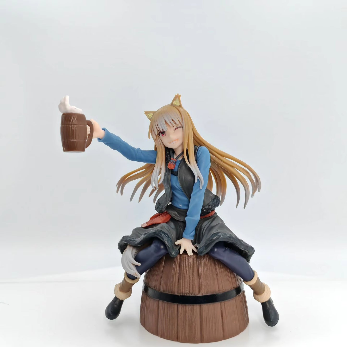 Spice and Wolf Holo Sitting on Barrel Figure