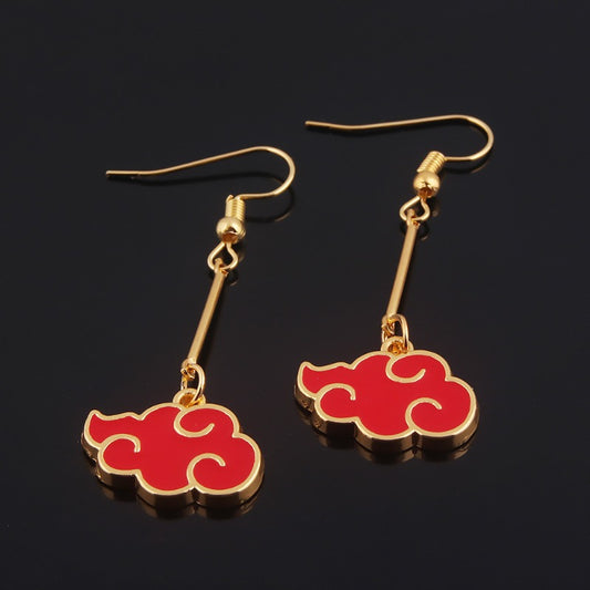 Naruto Akatsuki Red Cloud Drop Earrings