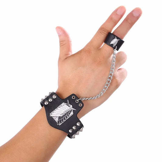 Attack on Titan Wings of Freedom Chain Ring Bracelet