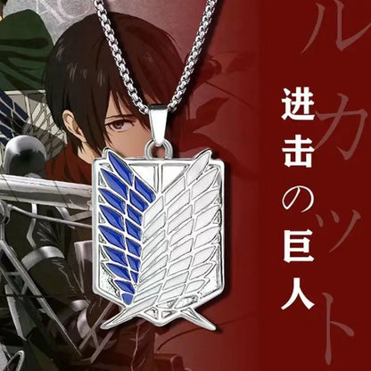 Close-up of Attack on Titan Scout Regiment Necklace on black background – Anime Cosplay Necklace Pakistan
