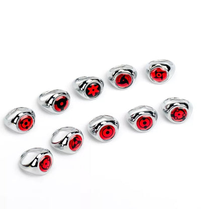 Naruto Sharingan & Akatsuki Ring Set (10 Pieces)