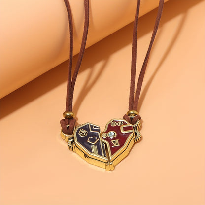 Arcane Vi & Jinx Hextech Heart Split Magnetic Necklace