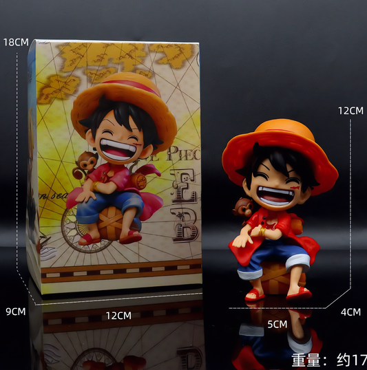 One Piece Luffy Sitting with Monkey Chibi Figure