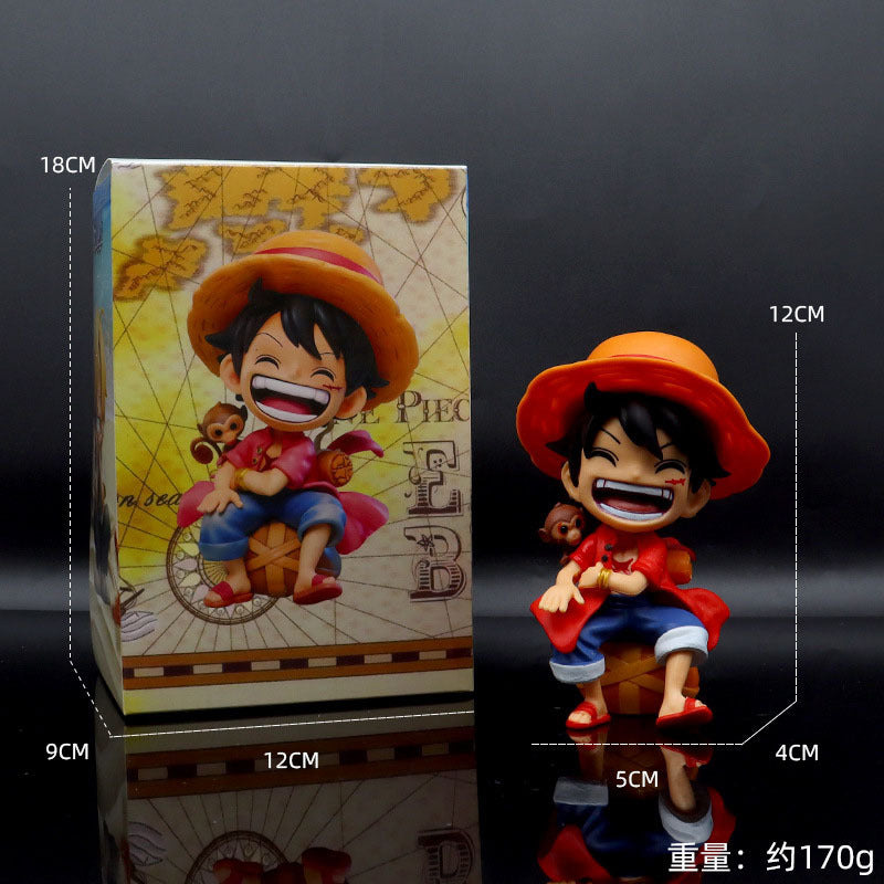 One Piece Luffy Sitting with Monkey Chibi Figure