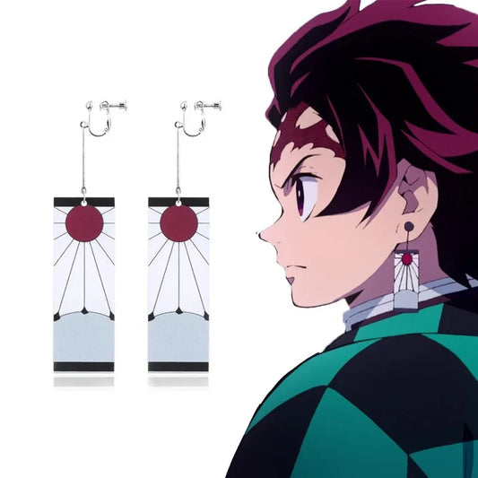 Demon Slayer Tanjiro Hanafuda Acrylic Earrings