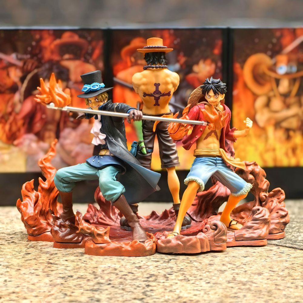 One Piece Three Sworn Brothers Luffy Ace Sabo Flame Figure Set