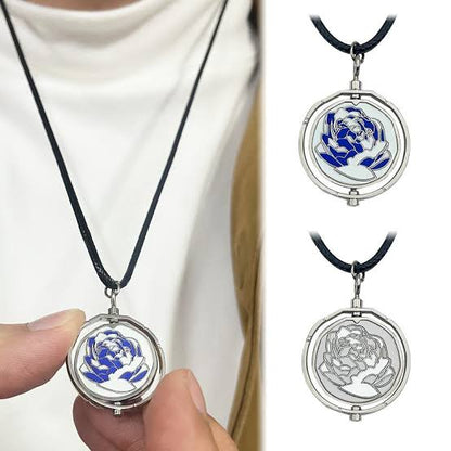 Arcane Jinx Blue Rose Spinning Pendant Necklace