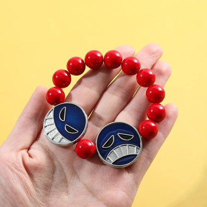 One Piece Portgas D. Ace Beaded Smiley Bracelet