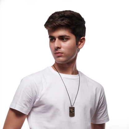 Model wearing One Piece Luffy 3M bounty necklace anime jewelry