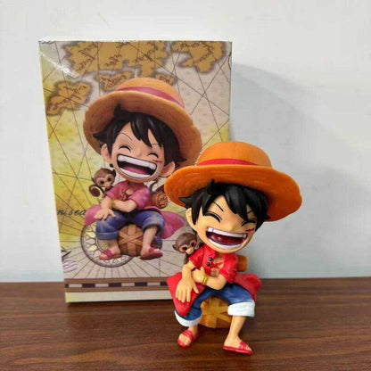 One Piece Luffy Sitting with Monkey Chibi Figure