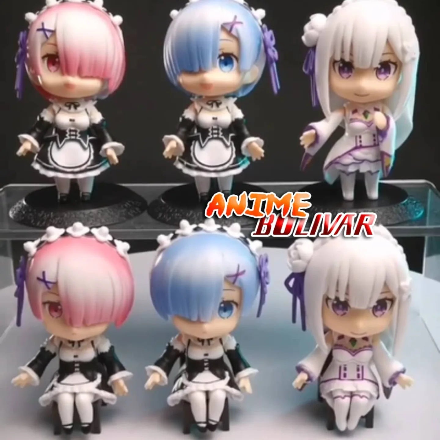 Re:Zero Rem, Ram & Emilia 6-Piece Chibi Figure Set