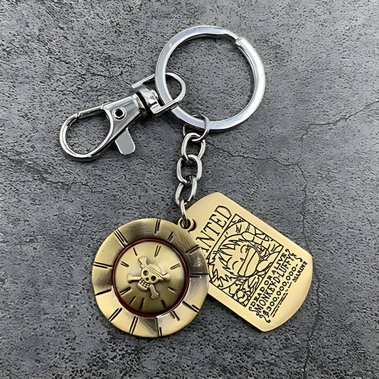 One Piece Monkey D. Luffy Straw Hat & Wanted Poster Keychain